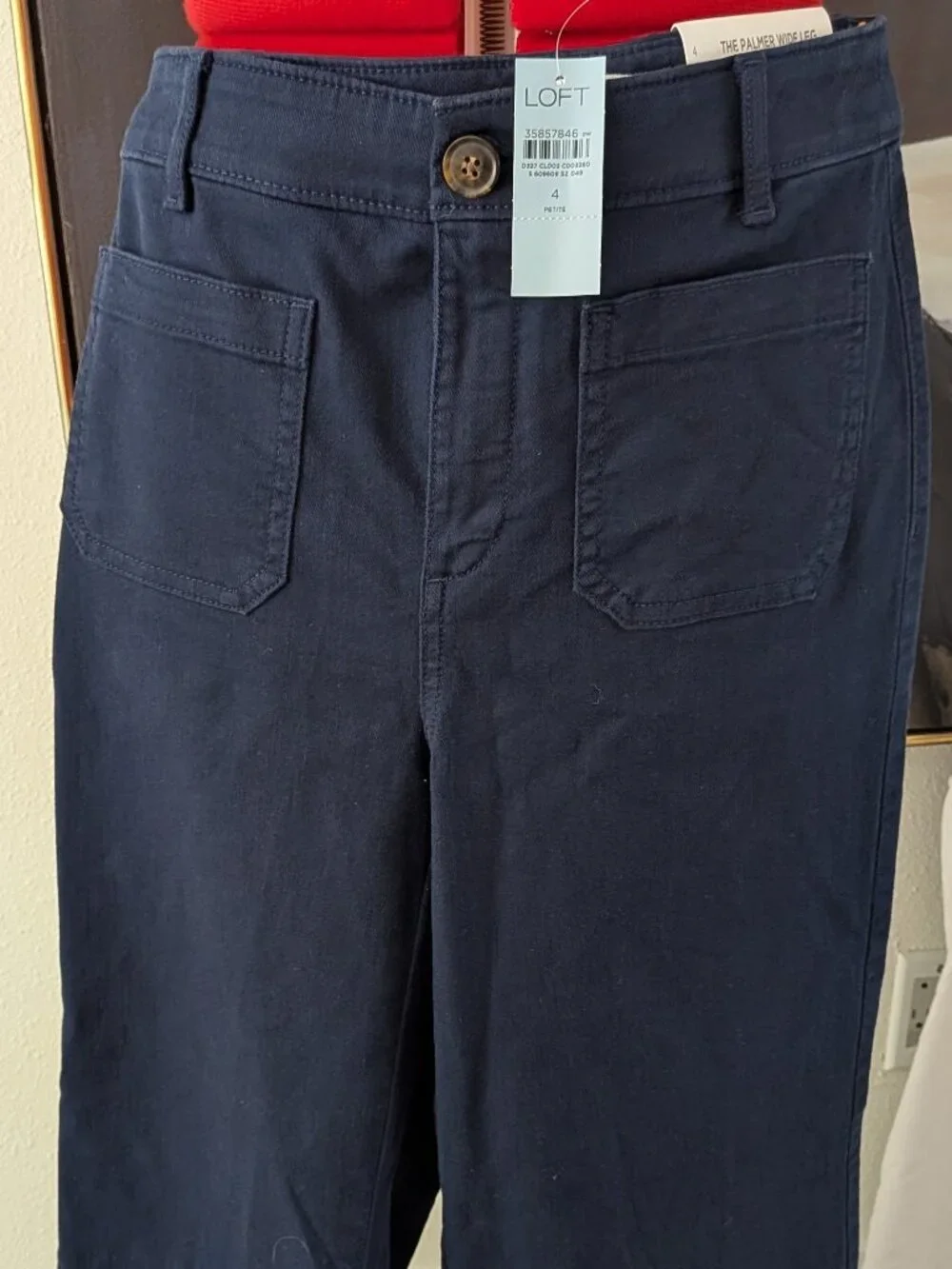 NWT Size 4 PETITIE Ann Taylor LOFT The Palmer Wide Leg Pants Navy